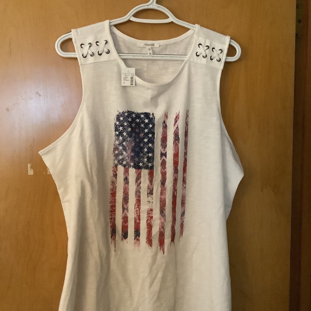 Maurice’s Americana Patriotic Flag Graphic Tank Top, Plus Size 0X NWT
